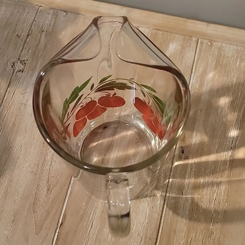 Vintage Heavy Cherries Cherry Glass Pitcher